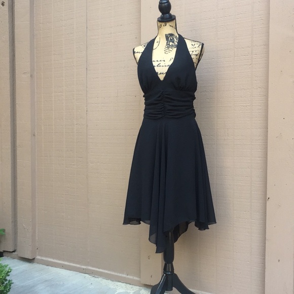 Sz XL Maria Bonita Black Asymmetrical Halter Dress - Picture 6 of 6